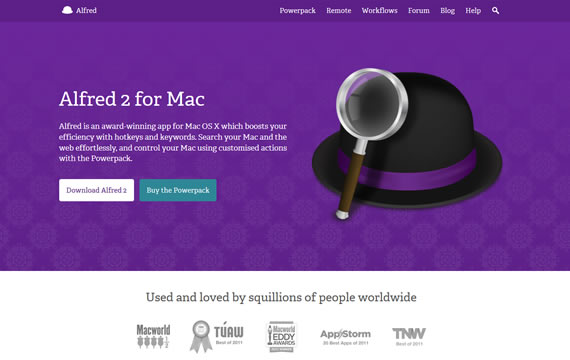 MACアプリ「alfredapp」のサイト