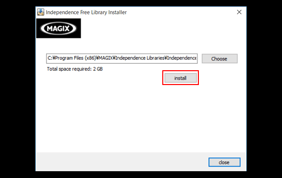 ライブラリーインストーラー起動画面