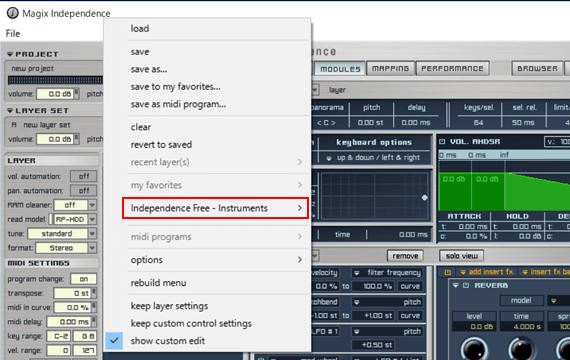 Independence Free 内、お目当ての項目を発見
