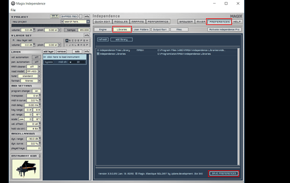 ライブラリーのパス設定画面