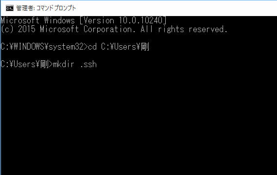 コマンドプロンプト画面