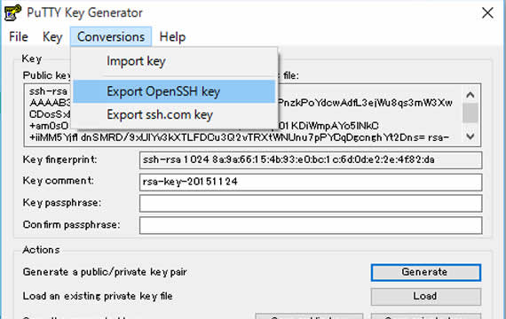 Conversionsメニュー